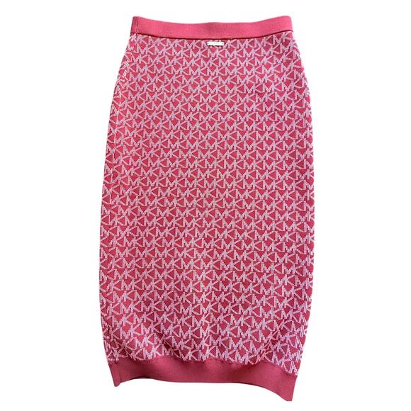MICHAEL Michael Kors XS NWOT MK Logo Jacquard Merlot Pencil Skirt Sporty Chic - Picture 3 of 11